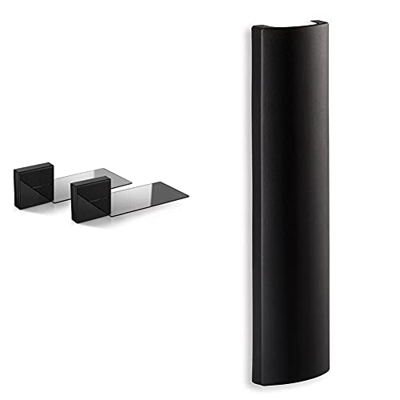 Meliconi Ghost Cube Soundbar Nero, Sistema Copricavi Componibile Con Mensola In Vetro Per Soundbar + Slimstyle Wire Cover Double, Canalina Coprifili S