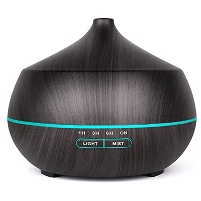 Diffusore di oli essenziali, umidificatore di aromi, 400 ml, a ultrasuoni, diffusore di aria elettrica, per aromaterapia, nebulizzatore, in legno, pro