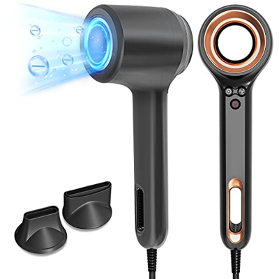 Asciugacapelli Ionico Professionale, 1400W Brushless Phon per Capelli con 3 Velocità/3 Impostazioni di Calore, 2 Ugelli, Pulsante Freddo per Hotel, Vi