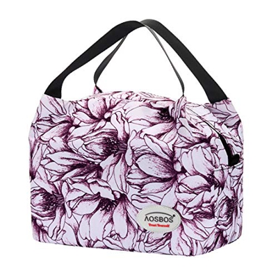 Aosbos Borsa Termica Pranzo per Donna Borse Frigo Pranzo Pasto Grande capacità per la a Scuola, Ufficio, Picnic, Motivo Floreale