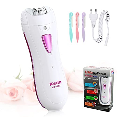 Epilatore, Donna Epilatore Senza Fili Elettrico Epilatori Con LED per Viso Rasoio Elettrico Donna, Trimmer Bikini Gambe