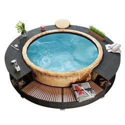 SKM Bordo Vasca da Spa in Polyrattan Nero en oferta