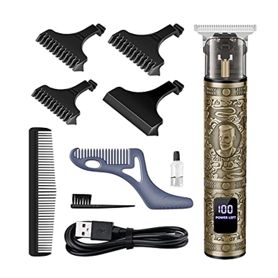 Tagliacapelli Uomo Professionale, Trimmer Capelli Elettrico, Tagliacapelli T-Blade 0mm, USB Ricaricabile Display LED Taglia Capelli Barba Precisione I