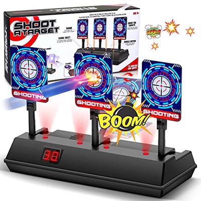 STOTOY Bersaglio Elettrico per Nerf Guns, Auto-Reset Intelligent Light Sound Effect Scoring Target per Nerf N-Strike Elite/Mega/Rival Series, Giochi d