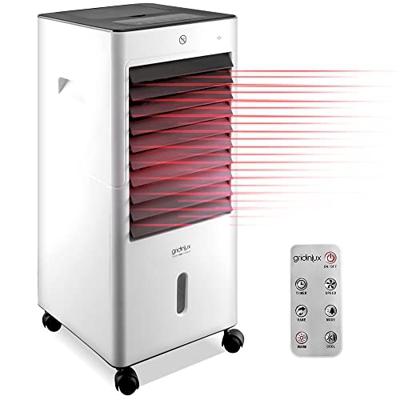 Gridinlux Homely TEMP - Condizionatore portatile completo | Ventilatore a piantana mobile e silenzioso | Telecomando | 65 W | Climatizzatore freddo e 