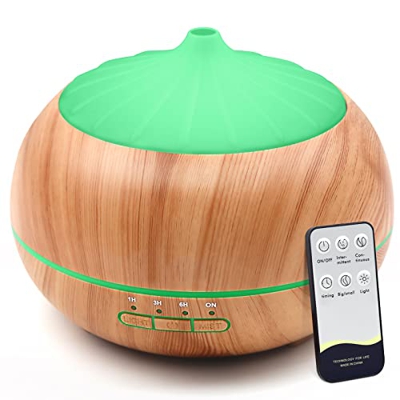 Diffusore di Oli Essenziali Umidificatore Ambiente: 500ml Aromaterapia Diffusore con Telecomando Vaporizzatore Oli Essenziali Umidificatore Ultrasuoni