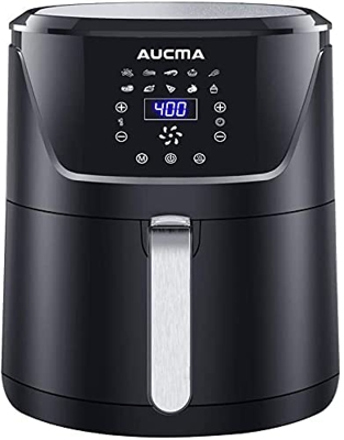 Aucma Friggitrice ad Aria 6 Litri, Airfryer Friggitrice ad Aria Calda Senza Olio con Digitale Touch Screen, 10 Funzioni Preimpostate, Tempo Temperatur