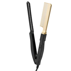 Pettine riscaldante elettrico Uso bagnato-asciutto Spazzola lisciante portatile per capelli Strumento da parrucchiere per capelli bagnati e asciutti(E en oferta