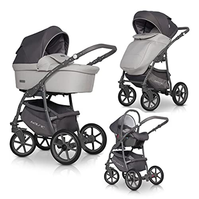 Set Passeggino 3in1 4in1 Buggy 2in1 Basic Pastel di Lux4Kids Pastel Stone 03 Seggiolino auto 4in1 +Isofix