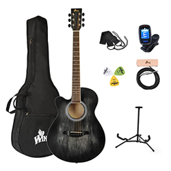 Winzz Chitarra Acustica Mancina per Principianti Adulti, Chitarra folk in Acciaio per Mancini (Nera, 40 Pollici) precio
