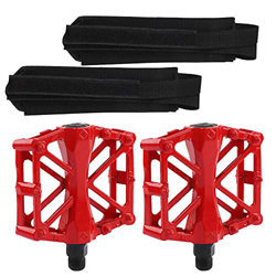 TSLBW 1 Set Pedali Bici Pedali della Cuscinetto Pedale Antiscivolo per Bike Pedali per Bicicletta in Lega di Alluminio Rosso E Cinturino per Copertura características