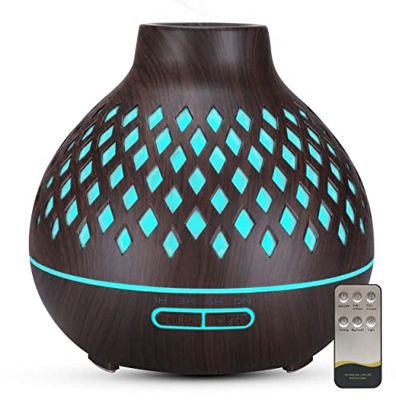 Junlic Diffusore di Oli Essenziali 400ml, Umidificatore Ultrasuoni Diffusore di Aroma Diffusori Oli Profumati Nebulizzatore Silenzioso Automatico 7 Co
