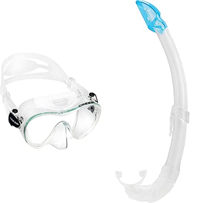Cressi F1 Mask, Maschera Subacquea Monovetro Temperato del Tipo Frameless, Trasparente & Mexico, Tubo Snorkel per Immersioni, Apnea, Snorkeling Unisex