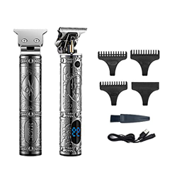 Macchina Tagliacapelli Uomo Vintage Professionale. Rifinitore Rasoio Elettrico Barba. T-Blade Regolabarba Uomo con Display LED, Batteria Ricaricabile  en oferta