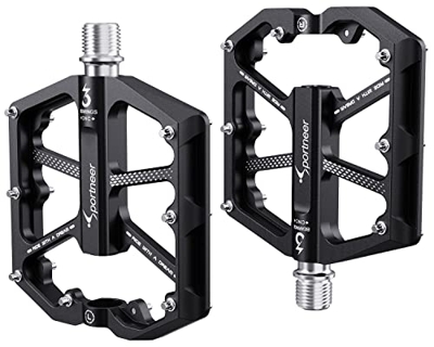 Sportneer Pedali per Bicicletta Pedali per Bici in Alluminio Pedali MTB 9/16 con 3 Cuscinetti sigillati Pedali per Bicicletta Antiscivolo Pedali Cusci