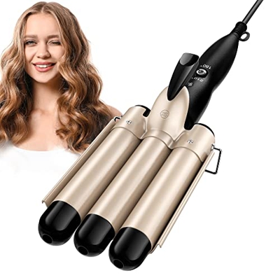 Ferro arricciacapelli, Ferro Capelli Ricci 3 Secchi di ferro Arricciacapelli a onde grandi 180 ℃-210 ℃ ferro arricciacapelli a riscaldamento rapido in