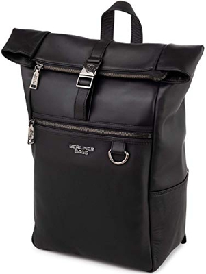 Berliner Bags Premium Zaino Pelle Harlem per Computer 14” Zaino Donna Uomo Viaggio Nero