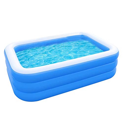 QINGCHU Piscina gonfiabile, piscina rettangolare per famiglia, per giardino, piscina gonfiabile, feste estive, centro di nuoto per bambini, adulti e e