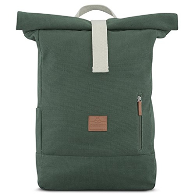 Zaino Verde Donna e Uomo - JOHNNY URBAN Adam Zainetto con Parte Superiore Pieghevole in Tela di Cotone - Vintage Borsa Zaino da Tutti i Giorni 18-22 L