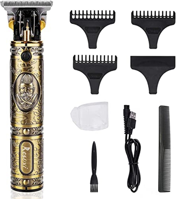 Tagliacapelli elettrico professionale con lama a T da 0 mm con 3 pettini guida per tagliare i capelli, spazzola e cavo di ricarica USB, un regalo per 
