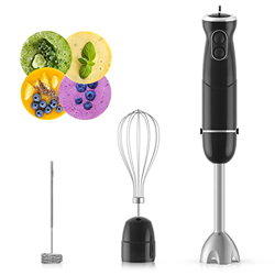Frullatore a Immersione 3-in-1, Mixer a Immersione 600W con 6 Velocità Regolabili, Funzione Turbo, Minipimer in Acciaio Inox Frusta Elettrica  e Monta características