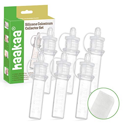 Haakaa - Colostro in silicone con set di custodia, incluso 1 salvietta in cotone riutilizzabile, collettore in 100% silicone di alta qualità, senza BP