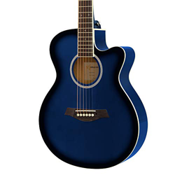 World Rhythm WR-205 Chitarra acustica 3/4, Chitarra small body cutaway per principianti, Blu precio
