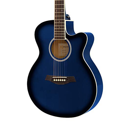 World Rhythm WR-205 Chitarra acustica 3/4, Chitarra small body cutaway per principianti, Blu
