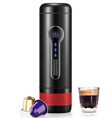 CONQUECO Macchina da Caffè Nespresso Portatile, Macchina per Caffè Espresso a Capsule, Riscaldamento Elettrico 12V, Ideale per Auto e Campeggio, Compa