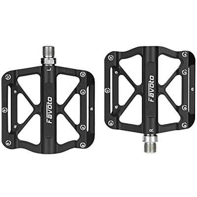 Favoto Pedali per Bici Universali, Pedali Flat MTB Antiscivolo in Lega di Alluminio, Leggeri Pedali per Bicicletta 9/16" MTB, Bici da Strada, Bici da 
