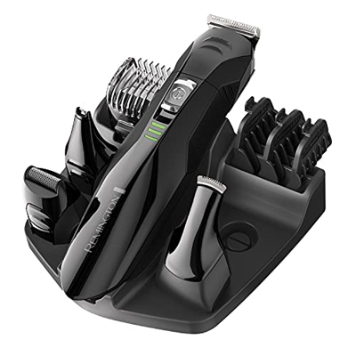 Remington All-On-One - Kit per la toelettatura da uomo, tagliacapelli; naso e orecchie con mini rasoio in lamina PG6020, nero