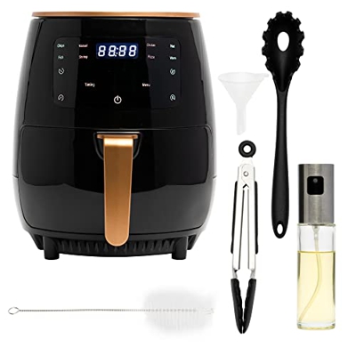 CappyToppy 6 in 1 Friggitrice ad Aria 2021 fino a 4-6 persone 4.5L con 8 programmi e inclusa di ricettario e attrezzi da cucina