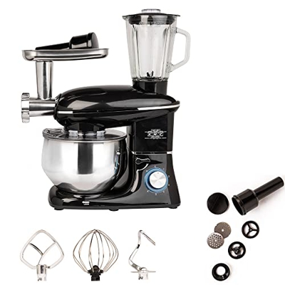 AMC Robot da cucina multifunzione 3 in 1 impastatrice planetaria, mixer frullatore, tritatutto capienza 6,5 litri 2120W extra potente, trita carne acc
