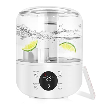 Umidificatore ad Ultrasuoni, HyAdierTech Umidificatore d'aria Silenzioso, Riempimento Superiore Nebbia Calda Fredda con Telecomando e Monitor Dell'umi