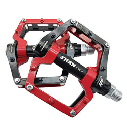 Evetin Pedali per Bicicletta MTB Bici da Corsa Città ruota antiscivolo pedale 181, nero con rosso en oferta