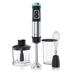 Arendo - Frullatore a immersione da 1200 Watt in acciaio inox - Frullatore a mano - velocità continua - Coltello a 4 lame - misurino da 800 ml - trita características