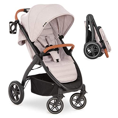 Hauck Passeggino Up Town - Passeggino Compatto fino a 25 kg, chiusura a 1 mano, manubrio regolabile, reclinabile - Passeggino Ultracompatto - Beige