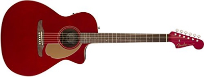 Fender Newporter Player - Chitarra acustica della serie California, finitura rossa (Candy Apple)