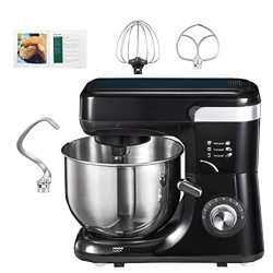 Impastatrice Planetaria, 5.5L Robot da Cucina con Ciotola in Acciaio Inossidabile, Coperchio Anti Schizzo, Senza BPA características