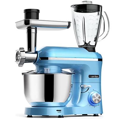 Robot da cucina con tritacarne e frullatore 1800 W multifuntionale 5,5 L ciotola in acciaio inox 1,5 L spremiagrumi velocità 6 livelli frullatore con