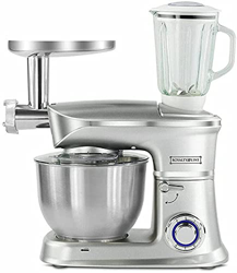 Royaltyline - Robot da cucina tritatutto, 3 in 1 impastatrice planetaria, mixer frullatore 6,5 litri 1900 W (Silver) precio