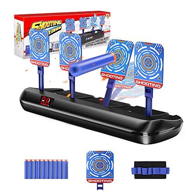 CestMall Bersaglio Elettrico per Pistole, Bambini Auto-Reset Elettronico Tiro Punteggio Giocattolo Bersaglio con Display LCD Intelligent Light Sound E