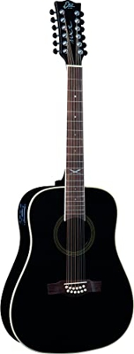 Eko GUITARS - NXT D100E XII SEE THROUGH BLACK, Chitarra Acustica 12 Corde, Top in Abete, Fasce Fondo e Manico in Mogano,Tastiera in South American Rou