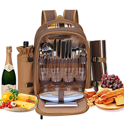 Kacsoo zaino da picnic multifunzionale per 4 persone con scomparto termico isolato, borsa da campeggio portatile all'aperto con coperta a tenuta stagn en oferta