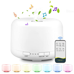 CEVILLAE 4 in 1 Diffusore di Oli Essenziali con Audio Bluetooth, Umidificatore Ambiente, Aromi per Diffusori, 14 Colori Luce Notturna, 500ml, Tempismo en oferta