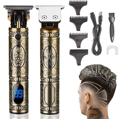 Xnuoyo professionale Tagliacapelli Uomo Tagliatrice Capelli Taglierina Barbiere Barba Elettrica Trimmer e Precisione Impermeabile (LED-d'oro1)