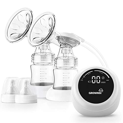 Tiralatte Elettrico di Doppia Mammella Allattamento al Seno Nessun Dolore Manopola Stepless Display LED HD, Forte Potenza di Aspirazione, Ricaricabile