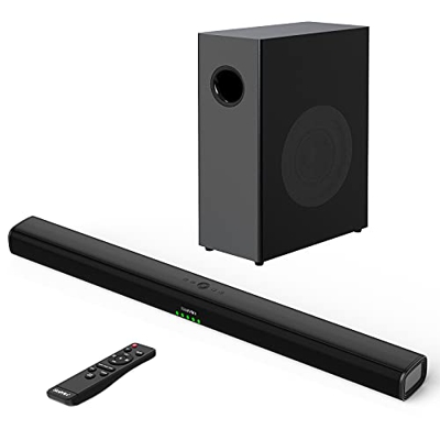 Soundbar con subwoofer per TV, altoparlante TV 2.1 canali Surround Sound 100 W 36 pollici Bluetooth 5.0 Supporta ottico, coxiale e AUX cavo per sistem