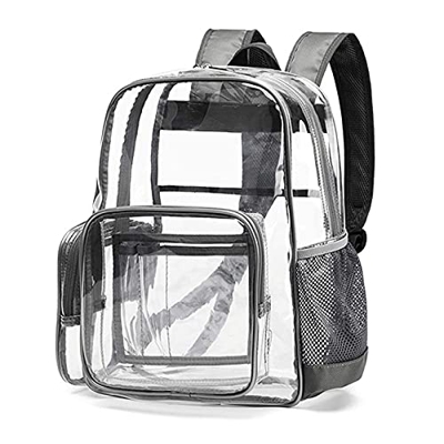 SPEEDEVE Zaino in PVC Trasparente per Lavoro Palestra Escursionismo Viaggio,Grigio,M