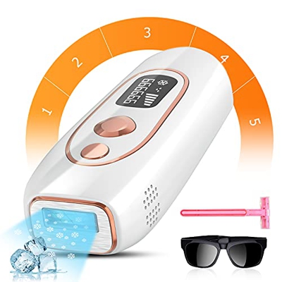Epilatore Luce Pulsata Uomo Donna IPL con impacco di ghiaccio 999999 Indolore 5 Livelli Epilazione Professionale Dispositivo Rimozione dei peli per As